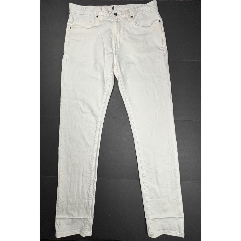 Johnny-O Atlas Mens White Slim Straight Stretch Jeans 34x34 Summer Cotton EUC - Picture 3 of 10